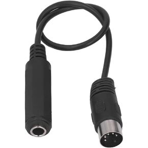 Bewinner 6.35mm Female 1/4" TRS to DIN 5 Pin MIDI Cable Adapter, 1ft 5-Pin Din Male to 6.35mm Female TRS Stereo Audio Cable for Speaker, Amplifier, Mixer to MIDI Keyboard