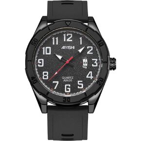 Analog Wrist Watches for Mens,Quartz Calendar Casual Stylish Business Sport Military Waterproof Rubber Silicone Band Watch