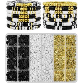 ClaBead Bracelet Making Kit 3200Pcs, Clay Beads Bracelet Kit with Gold Beads and Sliver Beads, Swift Friendship Beads Bracelet Kit for Bracelets Making (Earth Tone)