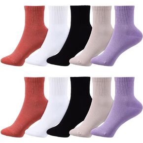 Ankle Socks for Women Men - 10 Pairs Compression Socks Loose Fit Womens Crew Socks Non-binding Cotton Socks Socks for Women Running Medical Athletic