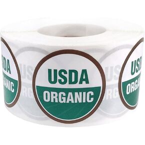 USDA Organic Labels 1 1/2 Inch Round Circle Dots 500 Adhesive Stickers