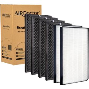 AIRDOCTOR AD5000 / AD5500 FIT BOTH MODELS Genuine Filter Replacements - One Year Combo Pack Includes: Two (2) UltraHEPA Filters & Four (4) Carbon/Gas Trap/VOC Filters