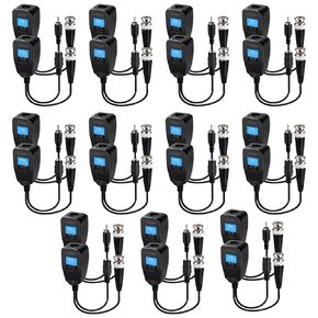 Passive Video balun Connectors 11 Pairs Passive Video Baluns with Power Connector HD bnc to rj45 bnc to ethernet Adapter Transmitter BNC Twisted for 720-5MP CCTV Security Camera System