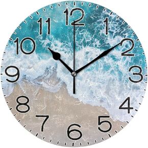 Evening Golf Wall Clock Battery Operated Non Ticking Silent Quartz Analog Rustic Farmhouse Round Clock Retro Decor for Home Kitchen Living Room Bathroom