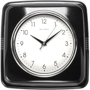 Square Silent Retro 11 inch Mid Century Modern Kitchen Diner Retro Wall Clock Silent Quartz Movement, Black