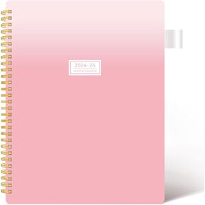 Monthly Planner 2024-2025, Monthly Calendar Planner, 18-Month Planner, Jul.2024-Dec.2025, 8.5" x 11", AIMPEAK Monthly Planner with Pocket, Pen Loop, Flexible Cover, Spiral Binding, Pink
