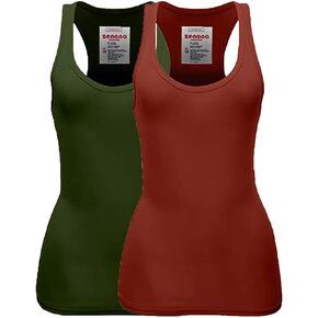 Zenana Women's Plain Solid Color Ribbed Racerback Tank Top Shirt Plus Sizes