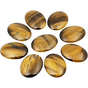 Rockcloud Oval Worry Stones,Palm Pocket Stone,Healing Crystal Chakra Therapy Geometry,Black Obsidian,Pack of 5