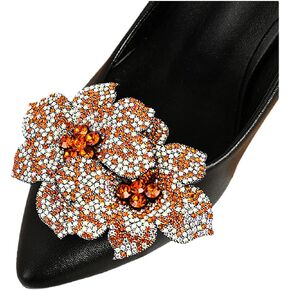 Removable Rhinestone Shoe Clips Double Flower Shoe Clips Elegant Shine Shoe Buckle Shoes Decorations Bag Clothing Accessories for Women Girls 2 Pcs