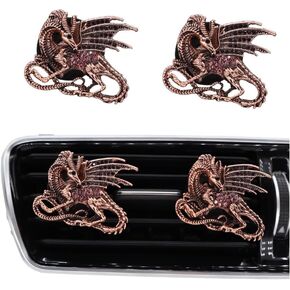 Bling Dragon Vent Clip Car Accessories,2pcs Vintage Dragon Car Air Freshener Vent Clips Purple Bronze Car Vent Decorations,Refillable Car Outlet Diffuser