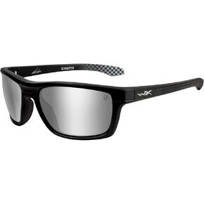 إطار Wiley X Joey Logano Signature Series WX Kingpin أسود غير لامع/عدسة فلاش فضية رمادية مستقطبة (ANSI Z87.1) in Kuwait