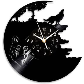 Wolf Gift Vinyl Record Designed Wall Clock - 12-Inch Vinyl Records Clock Vintage Clock - Decorate Your Home With Decor Vintage Art - Best Gift For Friend - Fashion And Beautiful (Wf-a1 No Led)