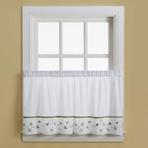 CHF Clover Kitchen Curtains 24-inch Tier Pair, Green