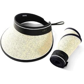 Wide Brim Summer Sun Visor Hat, UPF UV Protection, Braided Visor, Adjustable Strap Woman