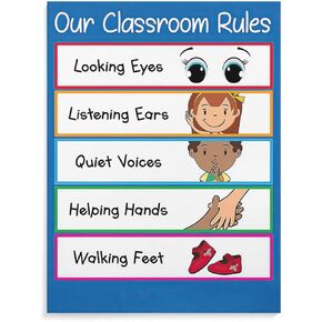 Kindergarten Classroom Rules, Classroom Posters, Classroom Rules, Class Management Education Posters Wall Art Paintings Canvas Wall Decor Home Decor Living Room Decor Aesthetic 12x16inch(30x40cm) Un
