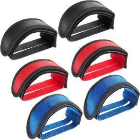 3 Pairs Bike Pedal Straps Bicycle Feet Straps Cycling Adhesive Pedal Toe Clip Strap Belt for Fixed Gear Bike (Red, Black, Blue)
