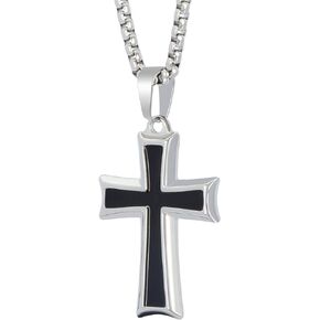 Cross Pendant for Car Rear View Mirror Decor Hanging Ornament Stainless Steel Cross Necklace Men Christian Gift