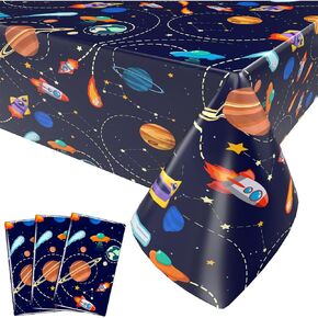 3 Pack Construction Table Cloth, Disposable Construction Tablecloth for Construction Birthday Party Decoration, Rectangular Construction Plastic Table Cover for Party Supplies, 54"x108"