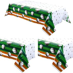 3PCS Baseball Themed Table Decorations Table Covers - Sport Baby Shower/Opening Day First Baseball Birthday Party Supplies Accessories Favors Plastic Table Runner Tablecloth(54''X108'')