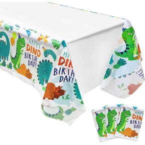 3PCS Dinosaur Plastic Tablecloth Dinosaur Birthday Party Plastic Table Covers for Boys Birthday Baby Shower Dinosaur Party Decorations Supplies 70.8x42.5in
