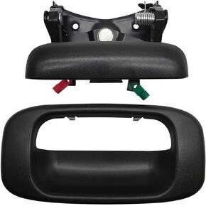 Tailgate Handle Latch and Bezel Trim with Rod Clips for 1999-2007 Chevy Silverado/GMC Sierra 1500 2500 3500 HD Truck 15228539 15997911 15228541 15228540