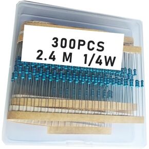 2.4M 1/4W, 2.4M 1/4W, 2.4M ohm, 2.4M 1/4W, 2.4Mresistor, 2.4M ohm resistor, 2.4M ohm Metal resistor, 2.4M Metal Film resistors 1/4w(0.25w) 1% tolerance 0.01 MF Metal Film Fixed Resistor 300 pcs