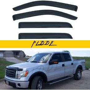 4 pcs Compatible with 04-08 Ford F150 SuperCrew/Crew Cab 06-08 Lincoln Mark LT SuperCrew Cab Window Visors With 4 Full Size Doors Front+Rear Sun/Rain Guard Outside Mount