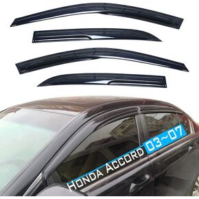 Tape-on Ventvisor Side Window Deflector Window Visor Compatible with 2008-2012 Honda Accord Vent Rain Deflector Sun Guard Wind Deflector Dark Black, 4-Piece Set