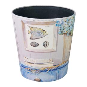 DreamsEden Vintage Leather Trash Can - Retro Waste Toillet Paper Bin Basket for Bathroom Bedroom Office (American flag)