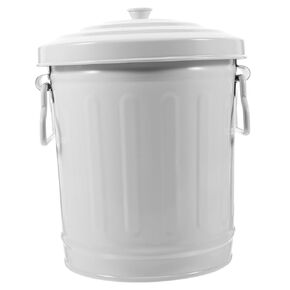 Mini Desktop Wastebasket with Handle, Green, Metal, 10"