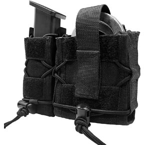 Molle Handcuff & Pistol Mag Pouch Combo, Open- Top 9MM Magazine & Handcuff Case, Quick Release Cuff Holster for MOLLE Belt/Tactical Vest