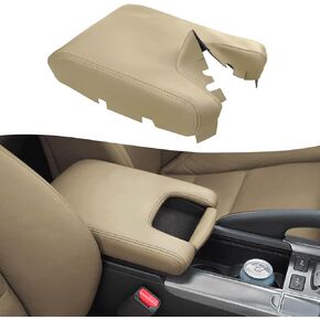 غطاء مسند ذراع وحدة التحكم المركزية للسيارة KBH بديل لـ Acura TL 2009 2010 2011 2012 2013 2014، مسند ذراع من جلد الفينيل يحل محل تنجيد الجلد، مضاد للخدش، أسود، رمادي (بدون غطاء)