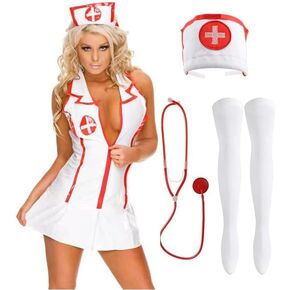 KAPIBARA Low Zipper Sexy Lingerie Nurse Roleplay Uniform Sexy Nurse Halloween Outfit for Women in Saudi Arabia