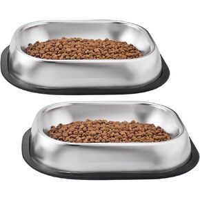 304 Stainless Steel Metal Food Dishes, with Cleaning Kit, Shallow Dog Food Bowls, Feeder Dog Bowls Water Bowl, for Small/Med Sized Cats Dogs (8.2 inch/1 Bowl) in Saudi Arabia