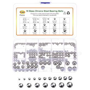 uxcell 390pcs G200 Precision Balls Assortment Kit 1mm - 12.5mm 18 Sizes 304 Stainless Steel Solid Bearing Balls