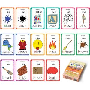 Creanoso Phonics Consonant Blends Sounds Learning Cards (1-Deck) - Fun Stocking Stuffers for Home Tutoring Party Favors Supply Props Games - Suitable for Kids Boys Girls Children