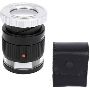 30X Jeweler Loupe Magnifier with 6 Lights Illuminated Adjustable Focal Length Desktop Magnifier Foldable Jewelry Magnifier Glass Zoom Cylindrical Scale Optical Magnifier for Jewelry, Gems, Coins