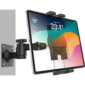 Universal Tablet Wall Mount Holder for iPad, [Adjustable Arm] Kitchen Cabinet Drill Base Tablet Stand for 4-13 inch Tablets iPad Pro 12.9/Galaxy Tab/, Z Fold/Nexus/LG G Pads/e-Reader/Switch/Phone