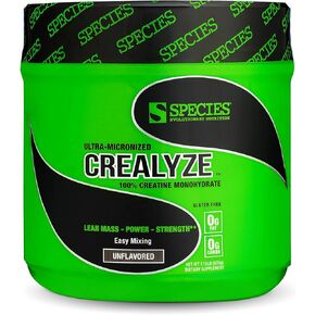 مسحوق الكرياتين من Species Nutrition، 100% كرياتين مونوهيدرات مع قابلية الذوبان لدعم الكتلة الخالية من الدهون والقدرة على التحمل والقوة، مشروب التعافي بعد التمرين، خالي من الغلوتين (بدون نكهة، 17.6 أونصة) in Kuwait