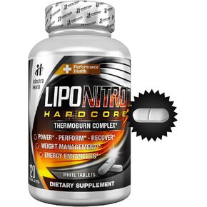 LipoNitro® Thermo-Burn Diet Pills with Nitro Energy Dietary Supplement Manufactured in USA - 120 White Tablets