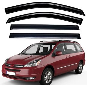Lightronic WV94153 Outside-Mount Side Window Visors Deflectors Vent Rain Guards, Dark Smoke, 4-Pieces Set, Fits 2004-2009 Toyota Sienna