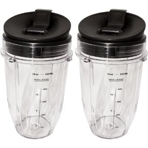 Replacement 18 oz Cup with Sip & Seal Lid Compatible with Nutri Ninja Cups - For Blender BL450 BL454 Auto-iQ BL480 BL481 BL482 BL687 2-Pack in Saudi Arabia