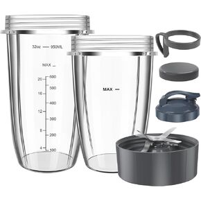 Blender Replacement Parts for Nutribullet, 32oz & 24oz Nutribullet Blender Cups with Lids Extractor Blade Replacement Parts for Nutri Bullet Blenders 600w & Pro 900w NBR-0601 NBR-1201 NB9-1301W