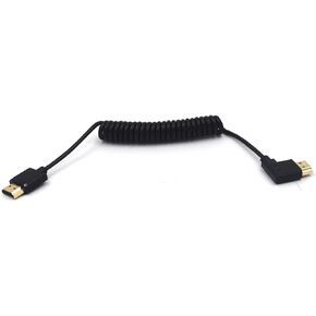 3.9ft HDMI 4K Coiled Cable, HDMI 2.0 Version HD High Speed Cable, 90 Degree Down Angle HDMI Male to HDMI Male Adapter Spring Spiral Cord, 4k 60HZ (Down Angle)