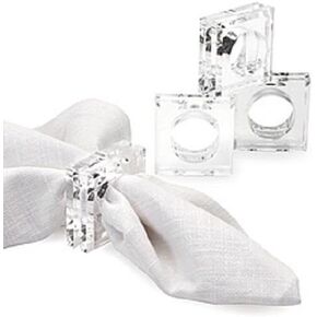 Deco-Mate Acrylic Lucite Set of 24 Square Beveled Napkin Rings Table Décor Bulk Set (24)