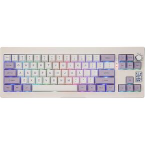 EPOMAKER Shadow-X Gasket Mechanical Keyboard with Screen, Hot Swappable 3 Modes (2.4ghz/Bluetooth/USB-C Wired) Wireless Gaming Keyboard, Poron Foam, Silicon Pad (White Purple, Wisteria Linear Switch)