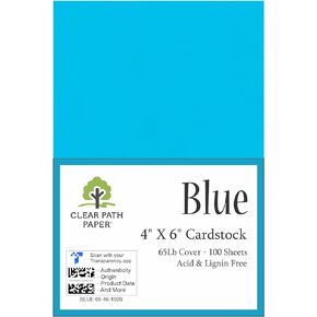 Blue Cardstock - 4 x 6 inch - 65Lb Cover - 100 Sheets - Clear Path Paper