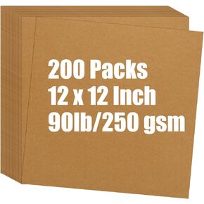 200 Sheets Brown Cardstock 12x12" Scrapbook Paper 90lb/250 gsm Thick Paper Heavy Cardstock 12 Inch Card Stock Printer Paper for DIY Cards, Paper Crafting, Drawing, Invitations, Menus, Wedding
