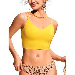 CRZ YOGA Women's Bikini Top V Neck Adjustable Spaghetti Straps Swimsuit Padded Athletic Bathing Suit Tops