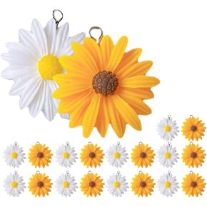 Toyvian 20Pcs Daisy Charms Resin Embellishment Cute Vintage Chic Flower Charms for DIY Jewelry Making Finding Hair Clip Brooch Earring Decoration Birthday Cards Décor
